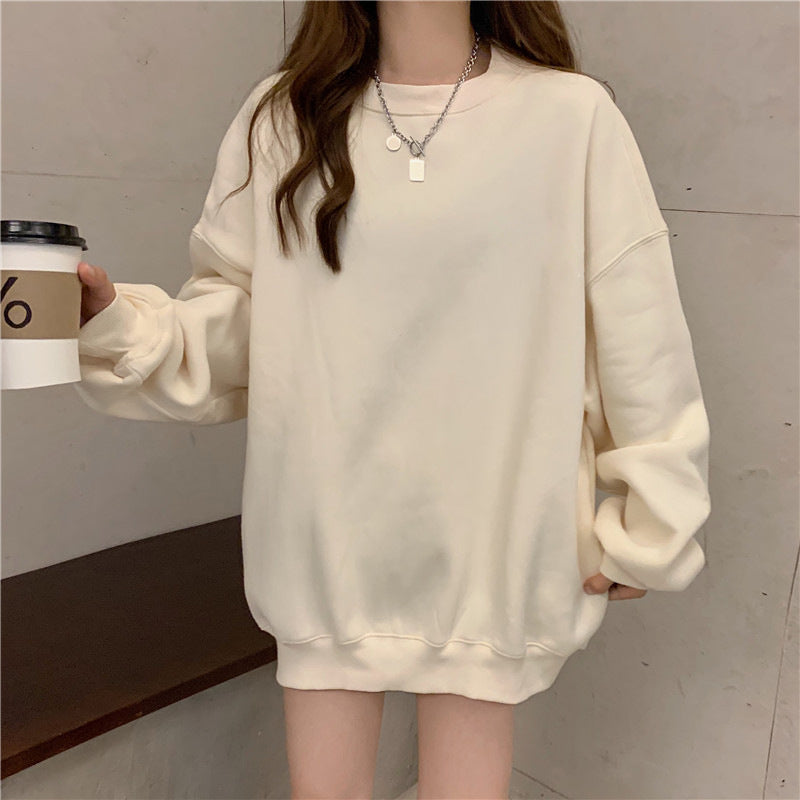 Dame Sweater i Ensfarvet med Pelsdetaljer