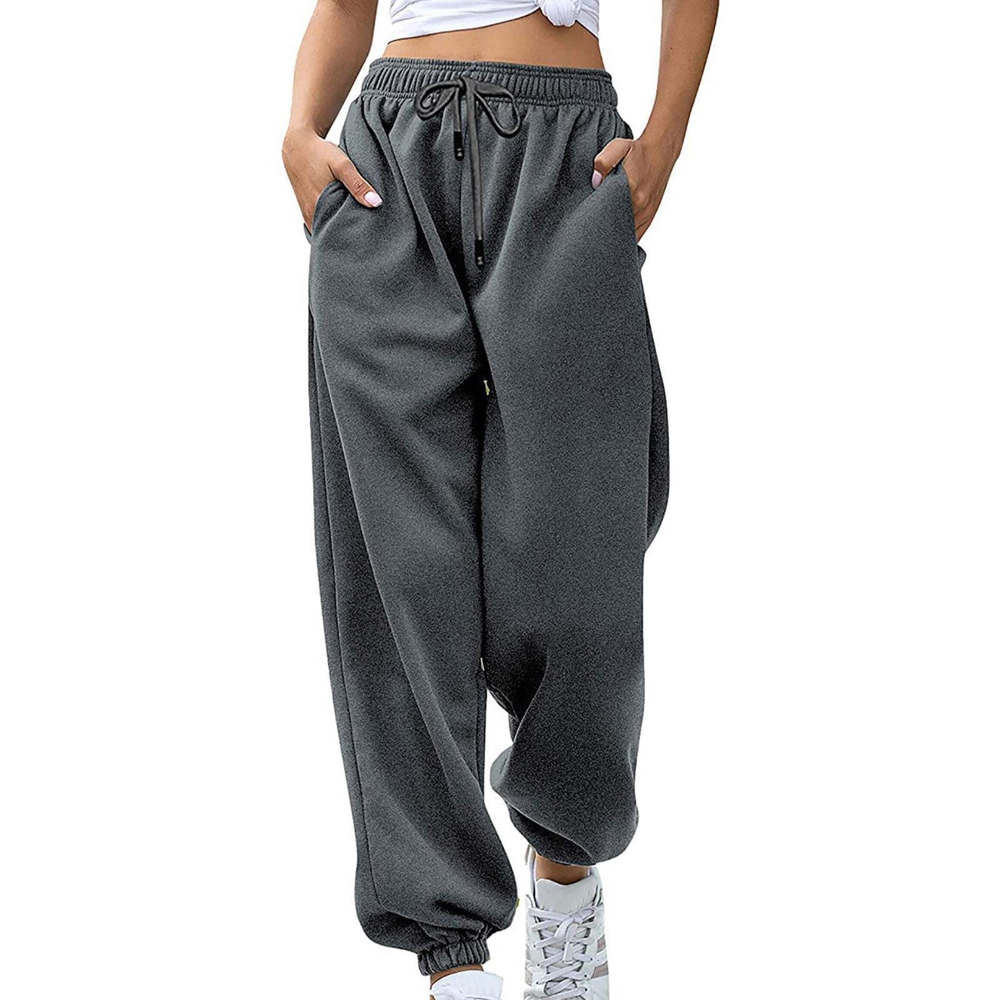 Women's Loose Leisure Sports Drawstring Wide Leg Ankle Banded Pants