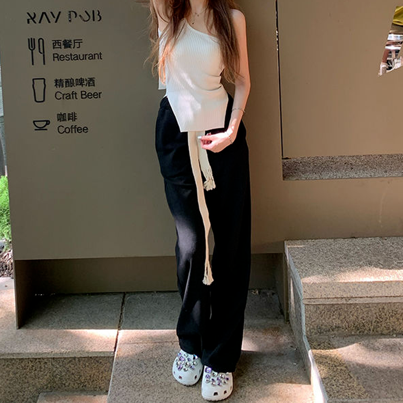Women's Braided Drawstring Straight Casual Trousers