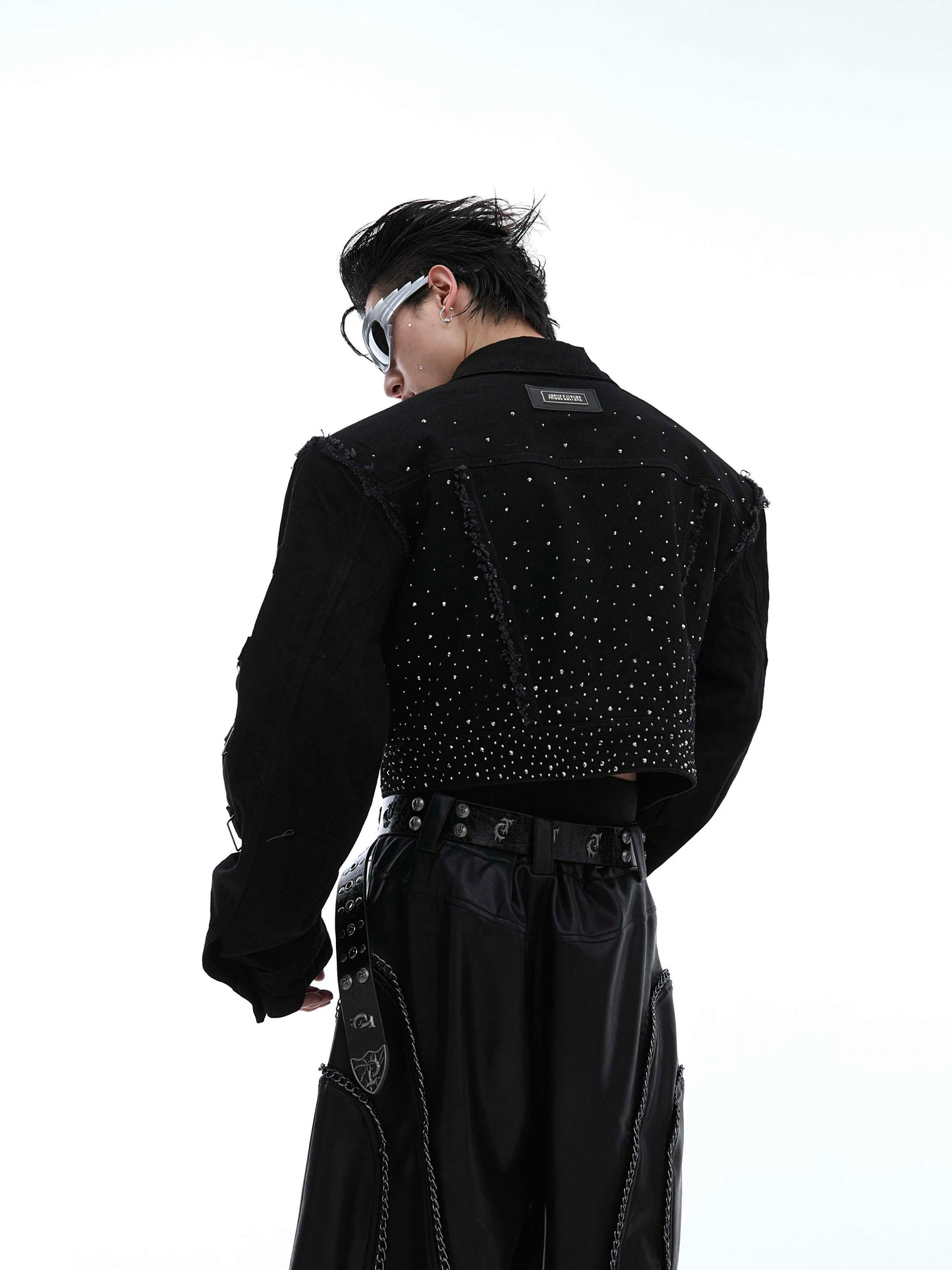 Gradient Design Padded Shoulder Short Jacket