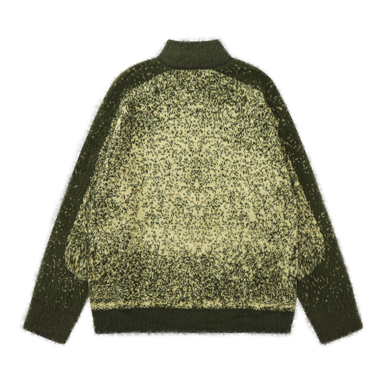 High Street Fashion Brand Design Double Zipper Stand Collar Sweater