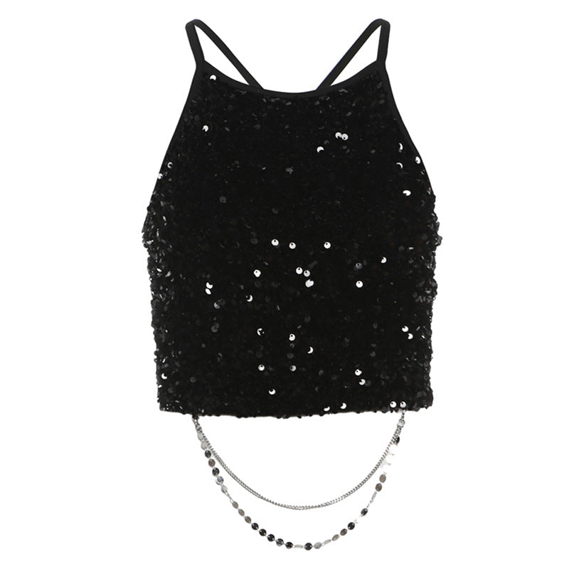 Womens Sexy Chic Metal Chain Backless Camisole