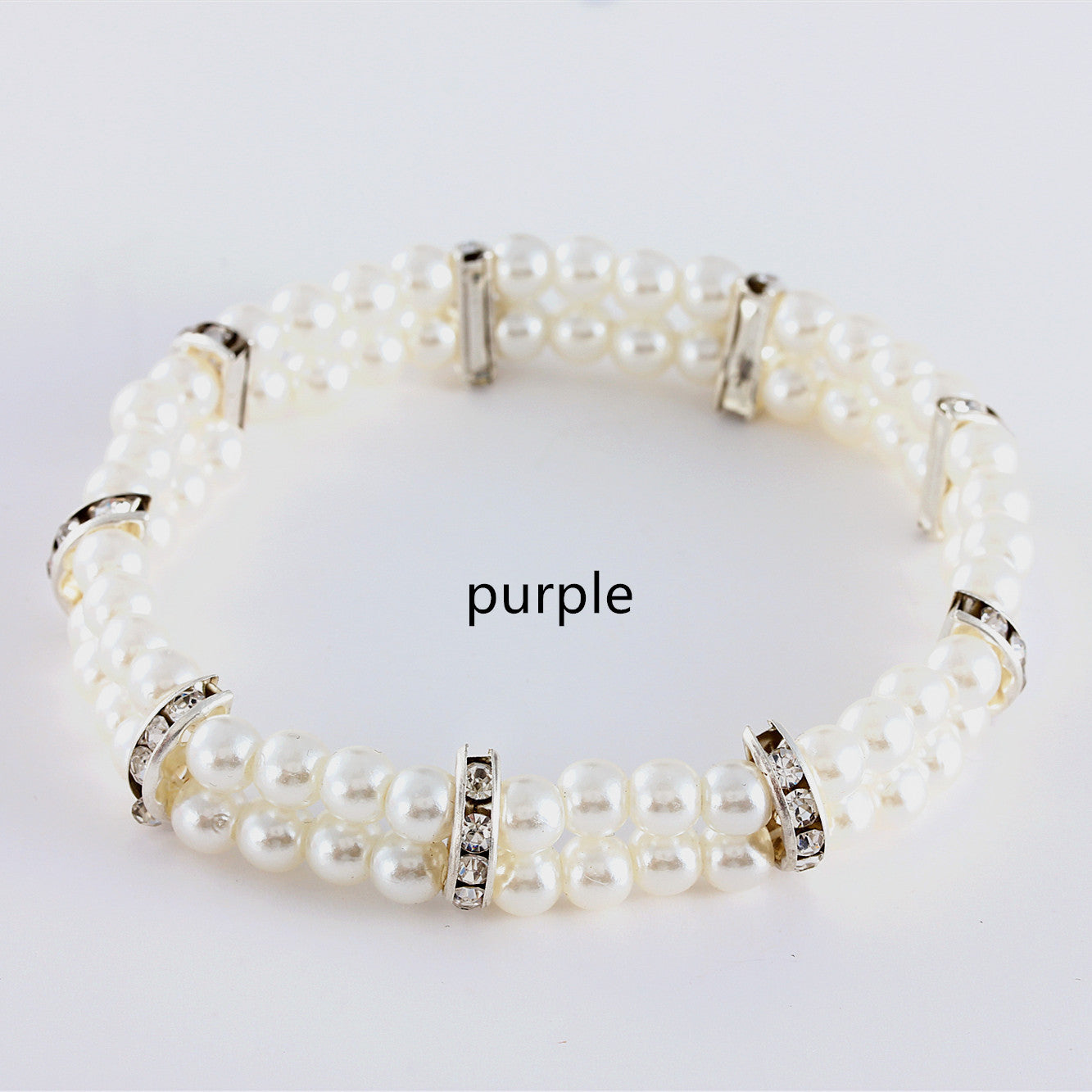 Pet Supplies Two Row Pearl Necklace With Elastic