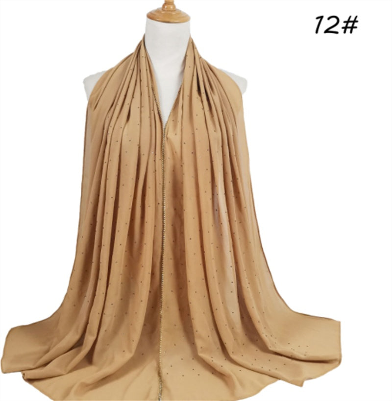 Summer Chiffon 70X180cm Pearl Beaded Scarf