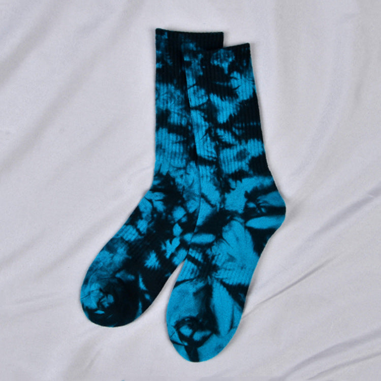 Tie-dye Sokker Til Mænd Og Kvinder I Mid-Tube High Top Street