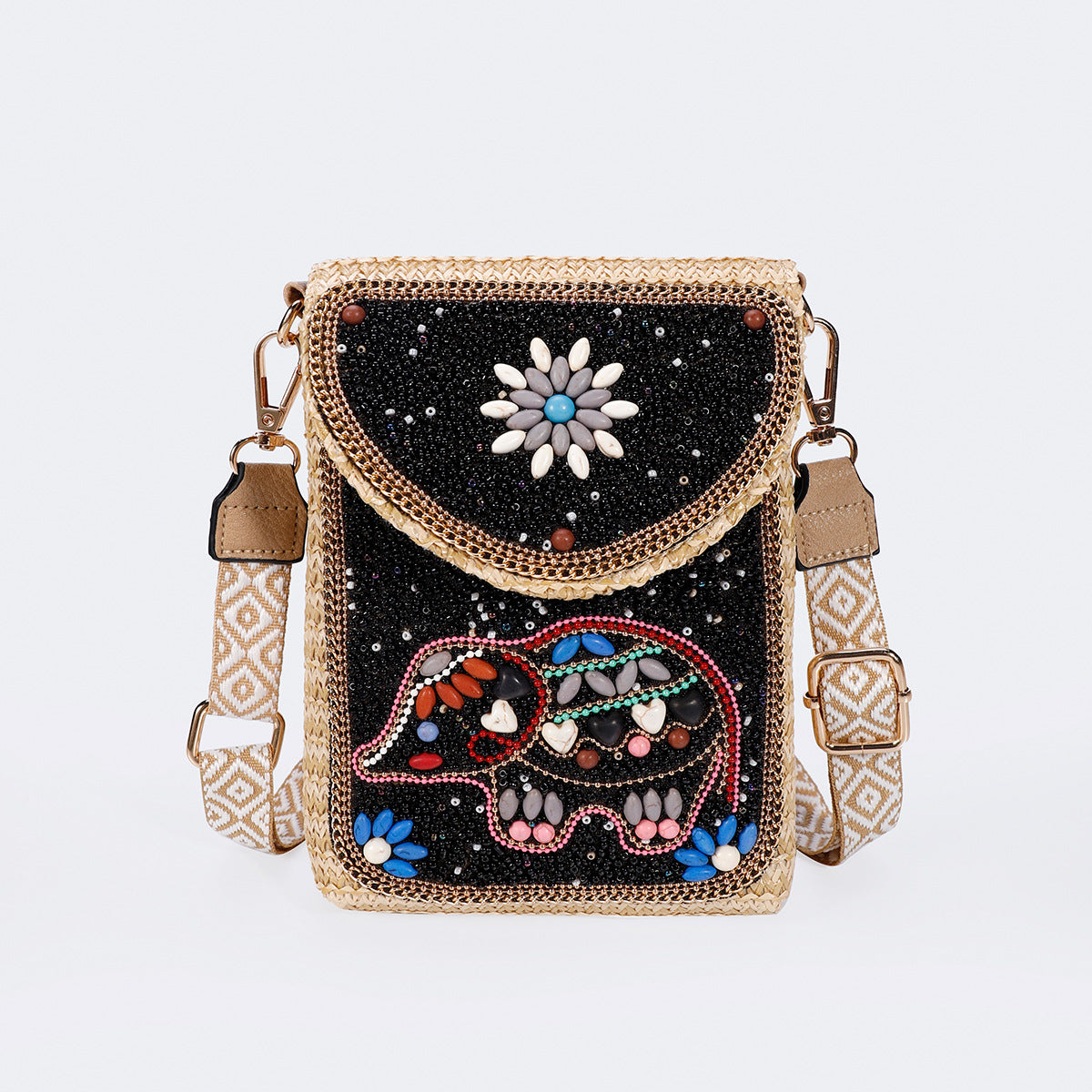 Rice Bead Bag Woven Women's Shoulder