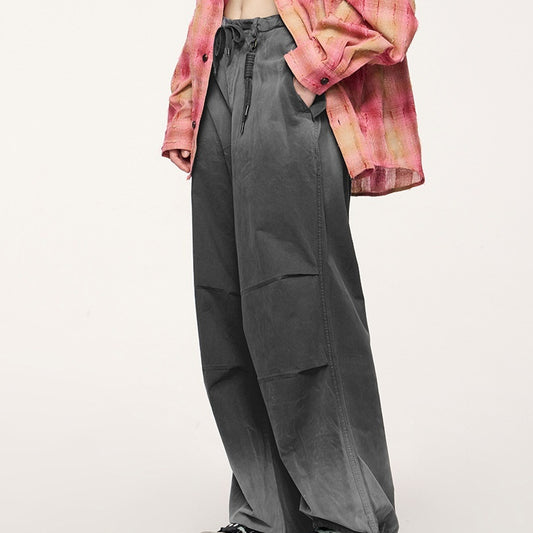 Vaskede wide-leg inkjet-overalls til mænd og kvinder