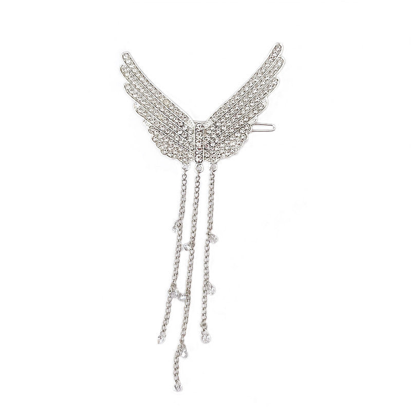 Temperament And Elegant Rhinestone Wings Tassel Hairpin