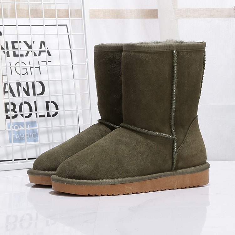 Middle Tube Plus Velvet Warm  Boots Student Cotton Shoes