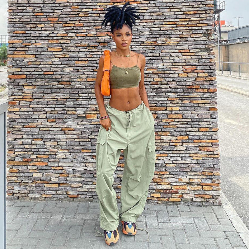 Casual Loose Low Waist Drawstring Trousers