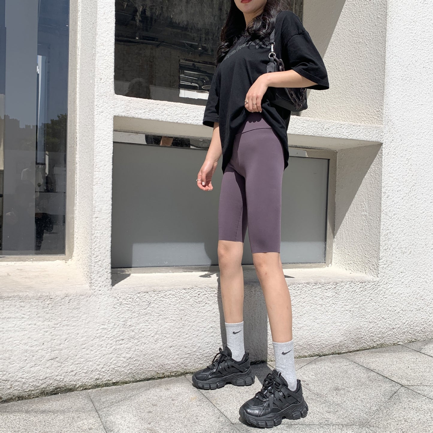 Five-point Shark Pants Women's Outer Wear Summer Thin Black High Waist Tight Base Shorts Yoga Riding Pants