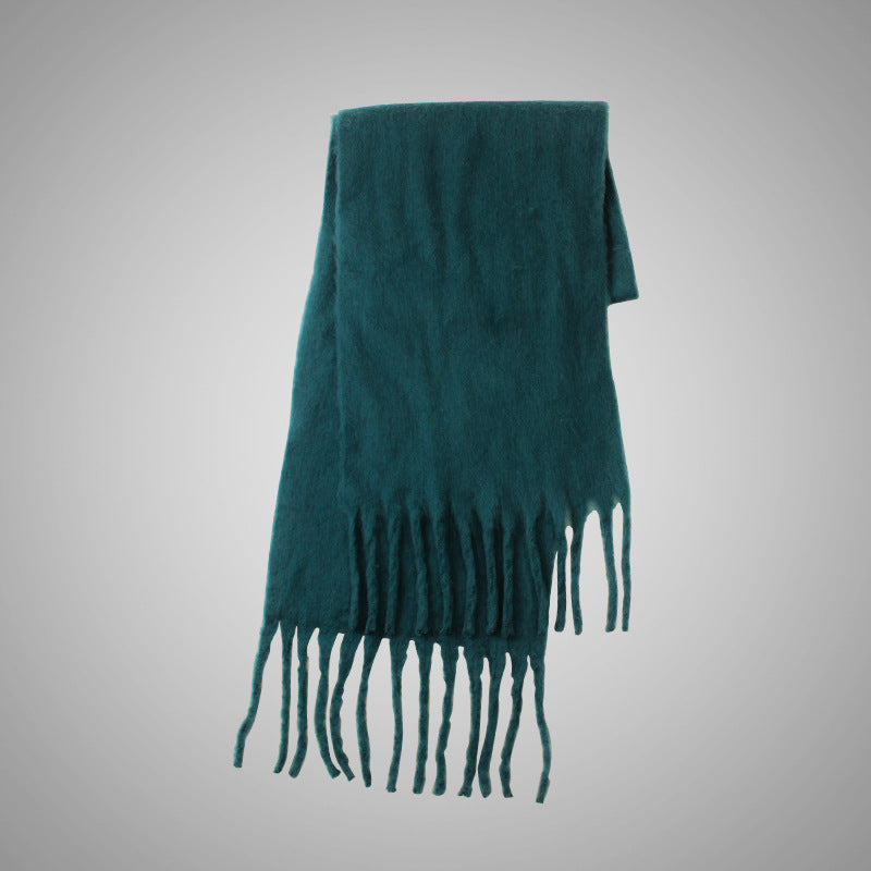 Mohair Casual Stil Blød Fluffy Ensfarvet Varmt Tørklæde