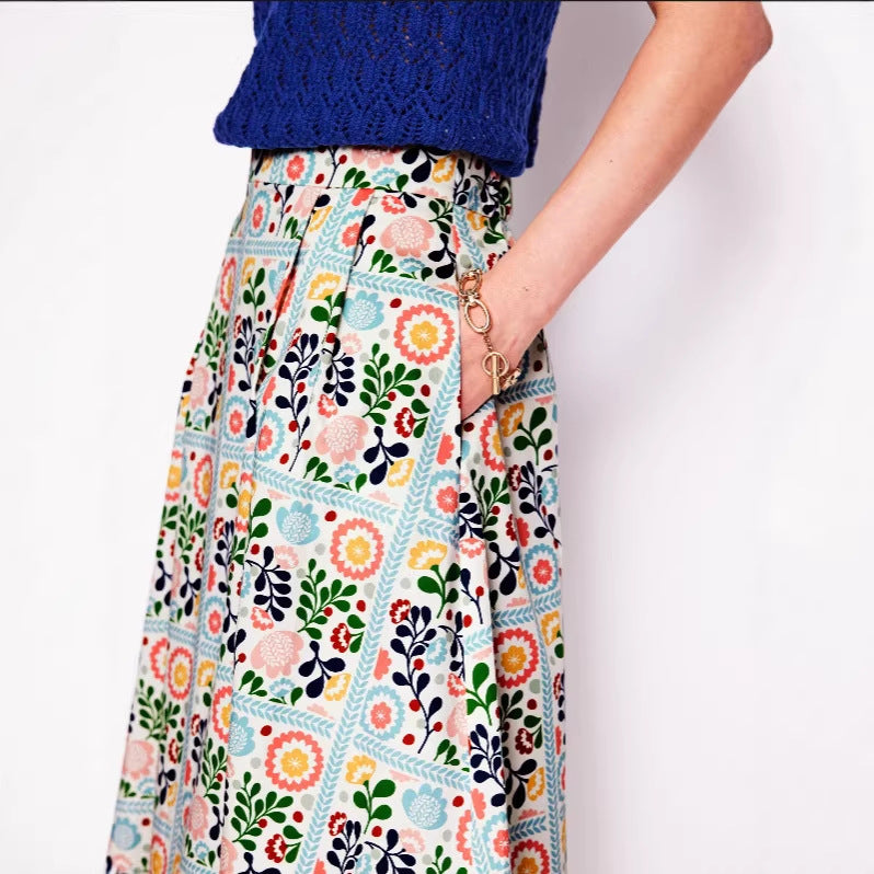Womens Stylish Printed Pocket Skirt