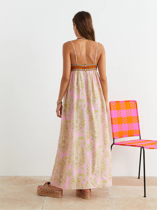 Women's Graffiti Cotton And Linen Printed Large Swing Dress