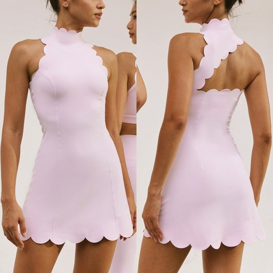 Women's Sleeveless Crew-neck Lace Yoga Dresses