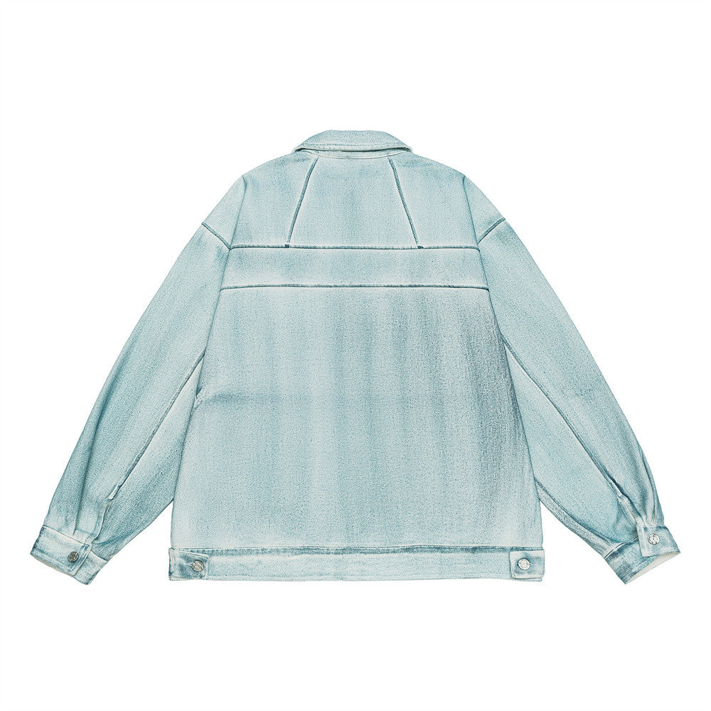 Trendy Niche Tie-dye Gradient Denim Jacket Coat Men