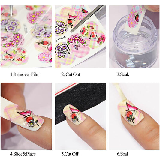 Nail Sticker Butterfly Flower Water Transfer Decal Sliders for Nail Art Decoration Tattoo Manicure Wraps Tools Tip JISTZ508  1pcs