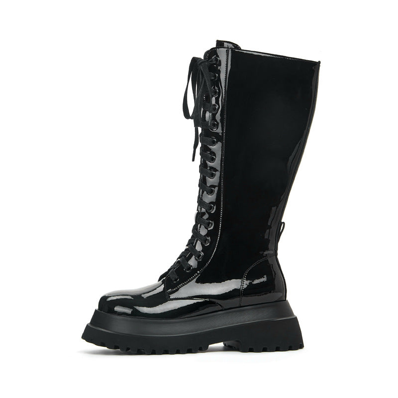 Martin Boots Knight Boots Thick-soled Round Toe Side Zipper High Boots Fashion Women's Shoes