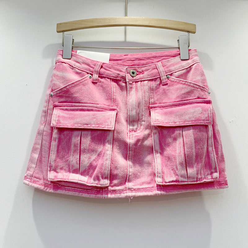 Personalized Workwear With Pocket Denim Skirt