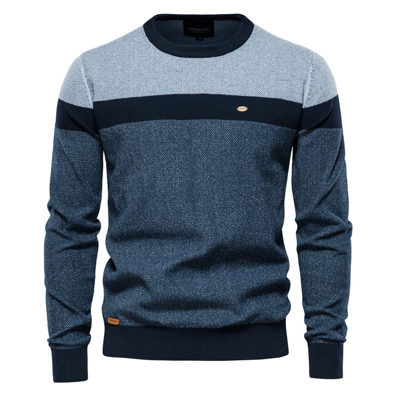 Mønsterstrikket langærmet herresweater