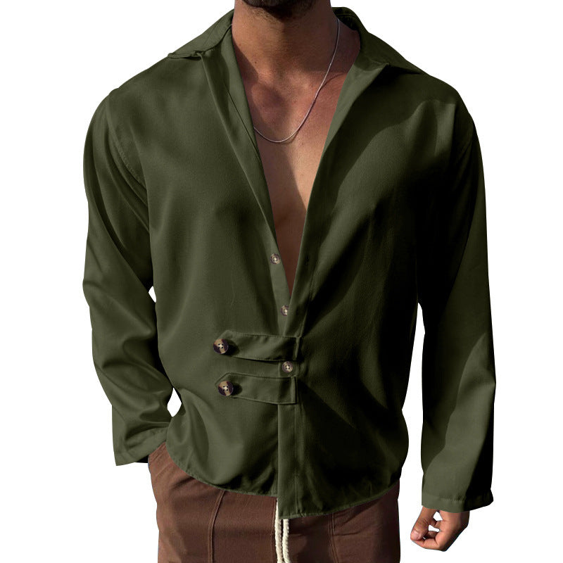 Loose Cardigan Lapel Button Long Sleeve Shirt