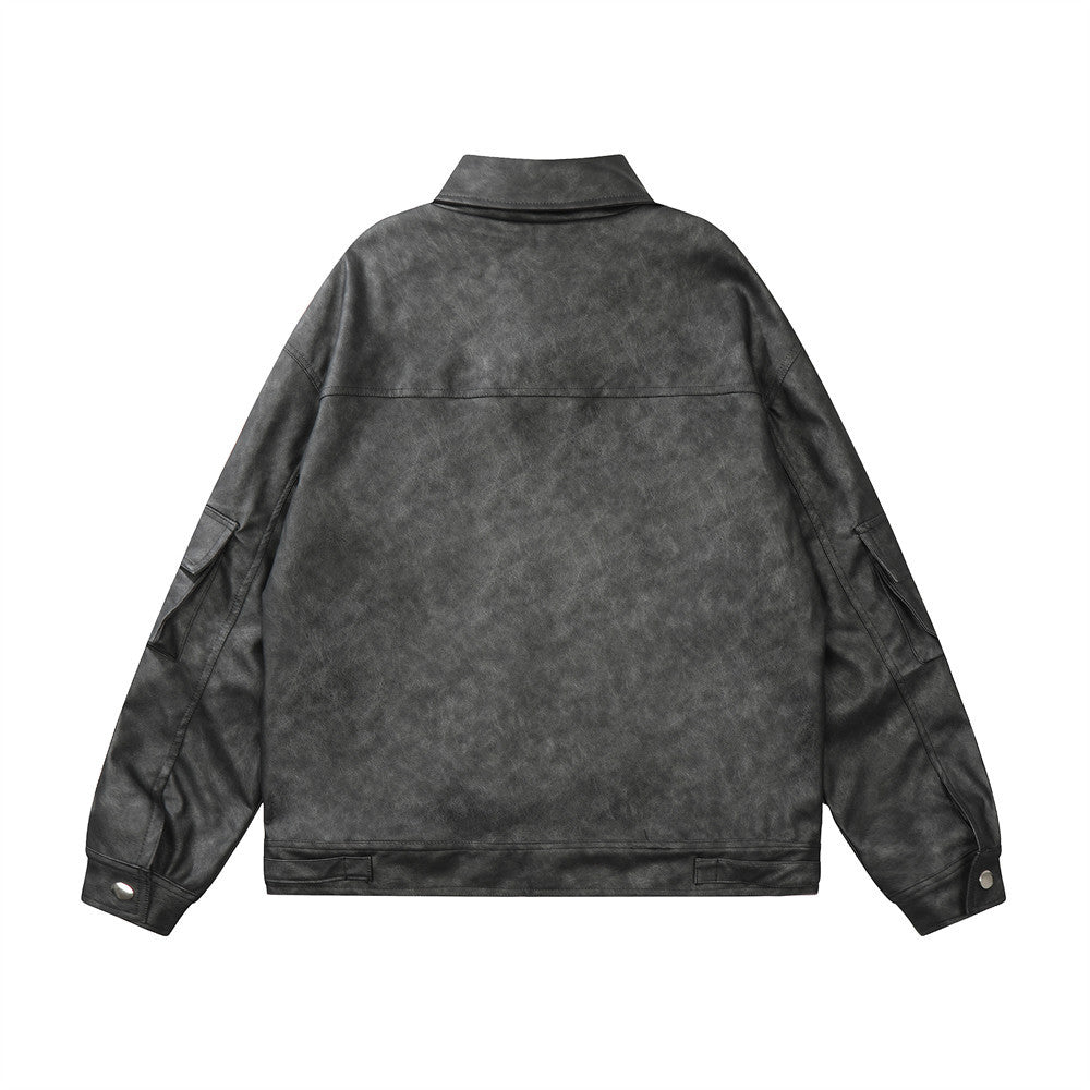 Men's Loose Motorcycle PU Leather Jacket