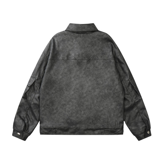 Men's Loose Motorcycle PU Leather Jacket