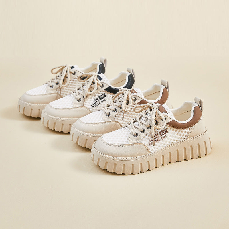 Womens Mesh Breathable Height-Boosting Sports Casual Shoes