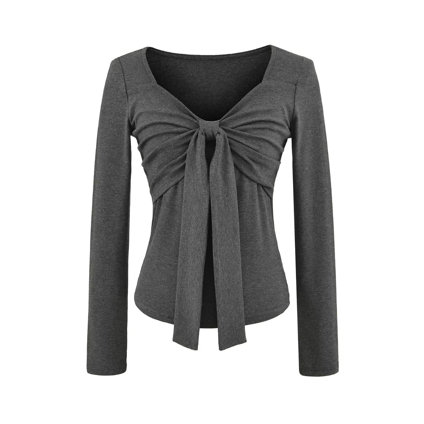 Bow Tie Inner Long Sleeve Women's Slim Base Shirt
