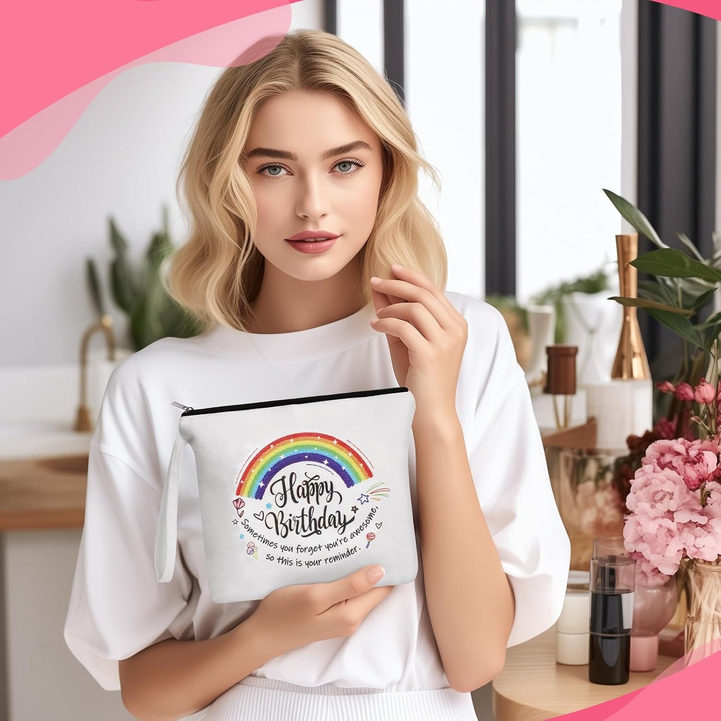 Makeup Bag, Birthday Gifts for Mom, Canvas Cosmetic Bags for Women, Toiletry Bags Makeup Bags, Mom Birthday Gifts, Make up Bag, Travel Makeup Bag, Makeup Case, Gifts for Friend Family