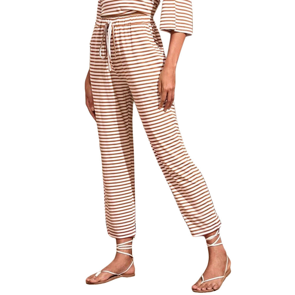 Casual Home Loose Straight Cropped Pants Women's Clothing