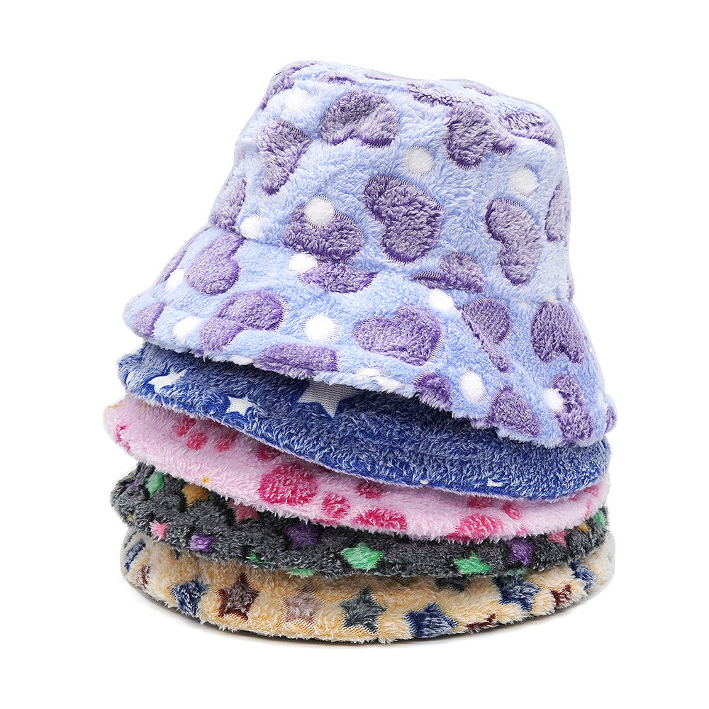 Women's Plush Cartoon Jacquard Bucket Hat