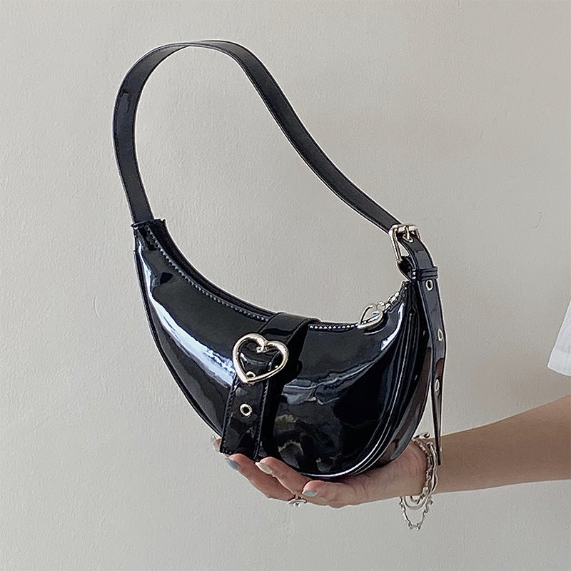 New Crescent Underarm One Shoulder Handheld Love Zipper Women's Bag