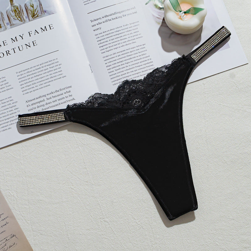 T-back Velvet Stitching Lace Sexy Fashion Comfortable Breathable Women's Underwear