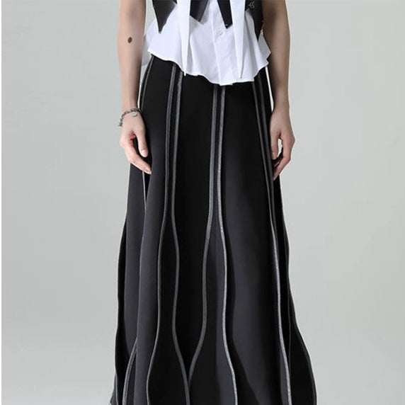 Suit Mesh Umbrella Skirt High Waist Over Knee Mid-length