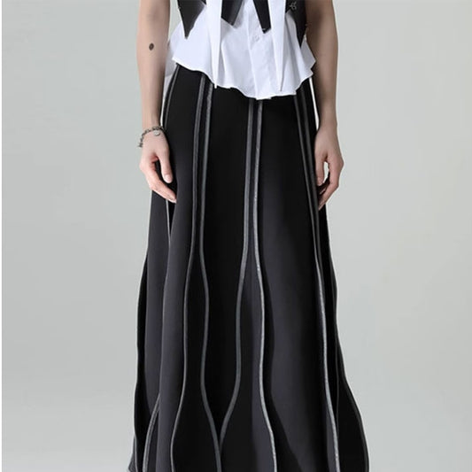 Suit Mesh Umbrella Skirt High Waist Over Knee Mid-length