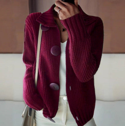Retro Wool Cardigan Women's Short Long Sleeve Korean Style