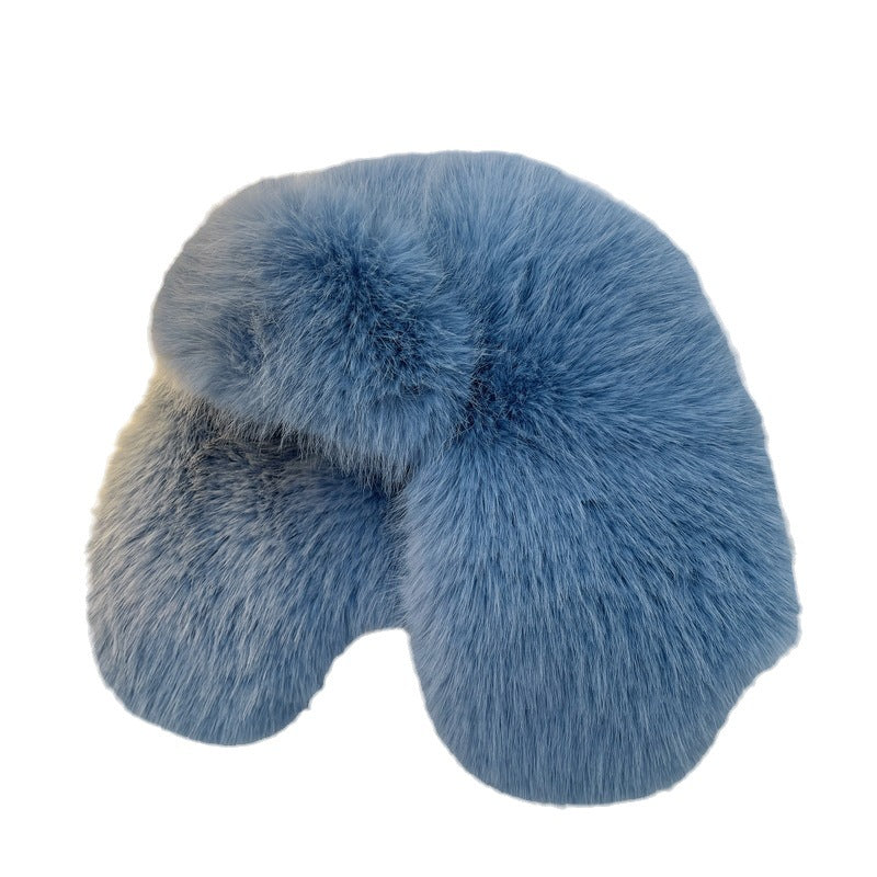 Blå Minkfløjl Ushanka Dame Nordøst Plys Hjelm