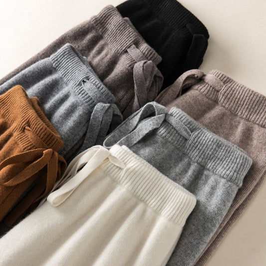 Thick Wool Wide Leg High Waist Drooping Mop Pants