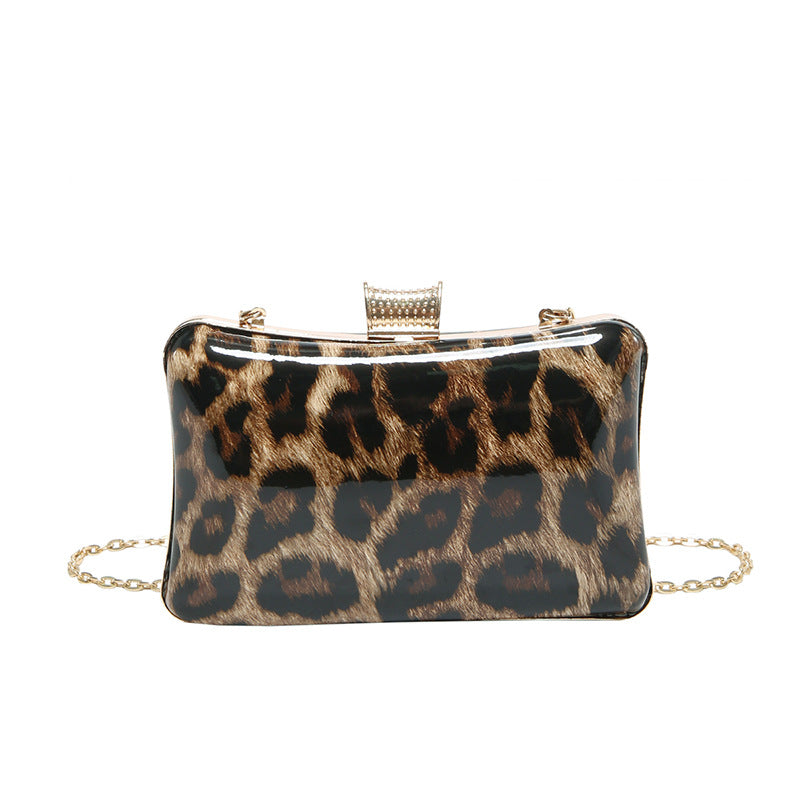 Simple And Versatile Leopard-Print Square Handbag For Socialites And Evening Events