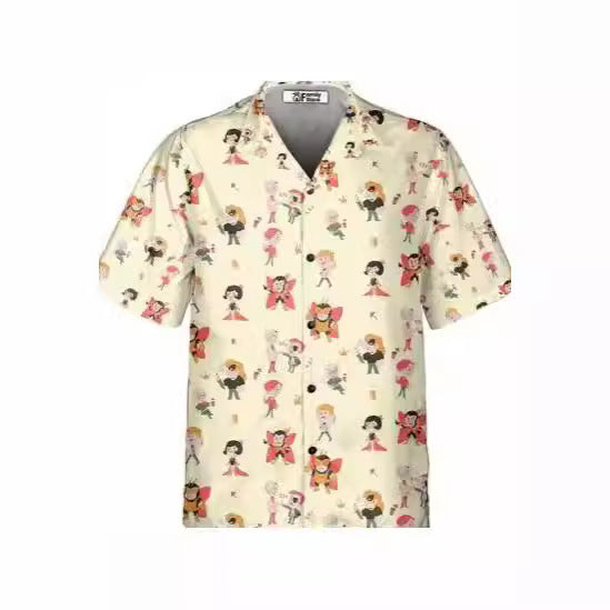 Fiber Men's Short-sleeved Shirt Stretch Printed Shirt