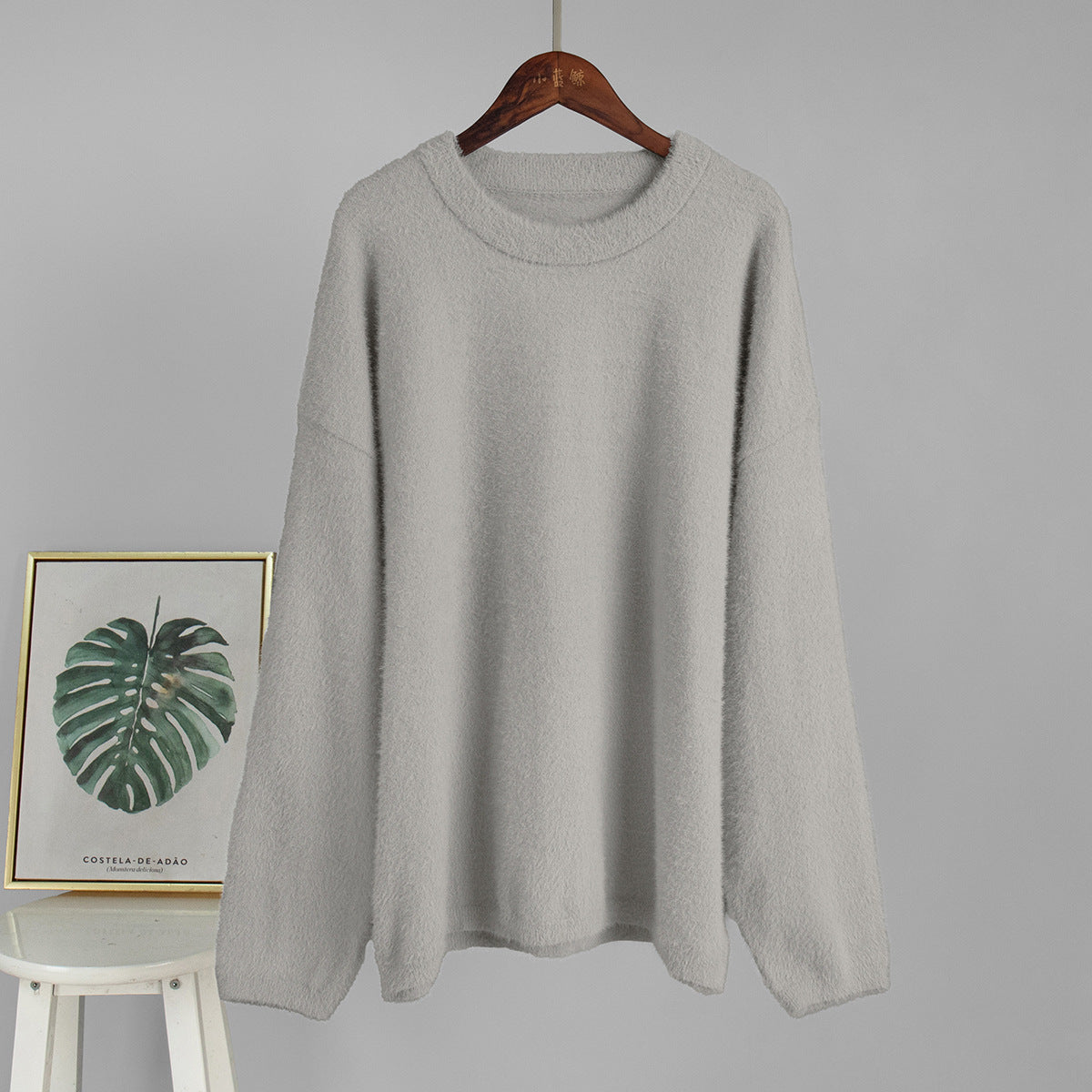 Simple Solid Color Knitted  Loose Casual Sweater