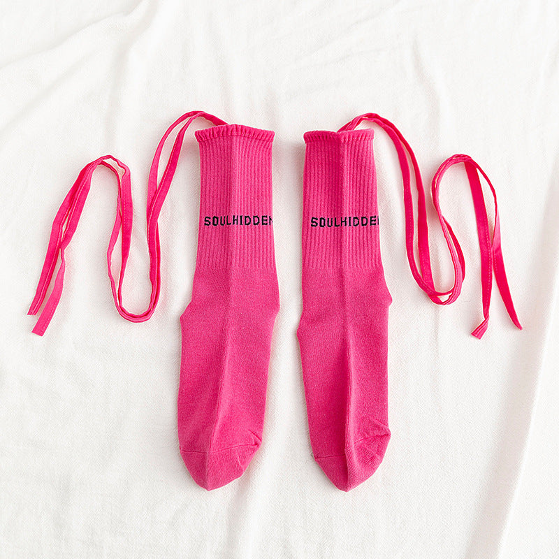 Autumn And Winter Cross Strap Socks Female Ins Eye-catching Fashion