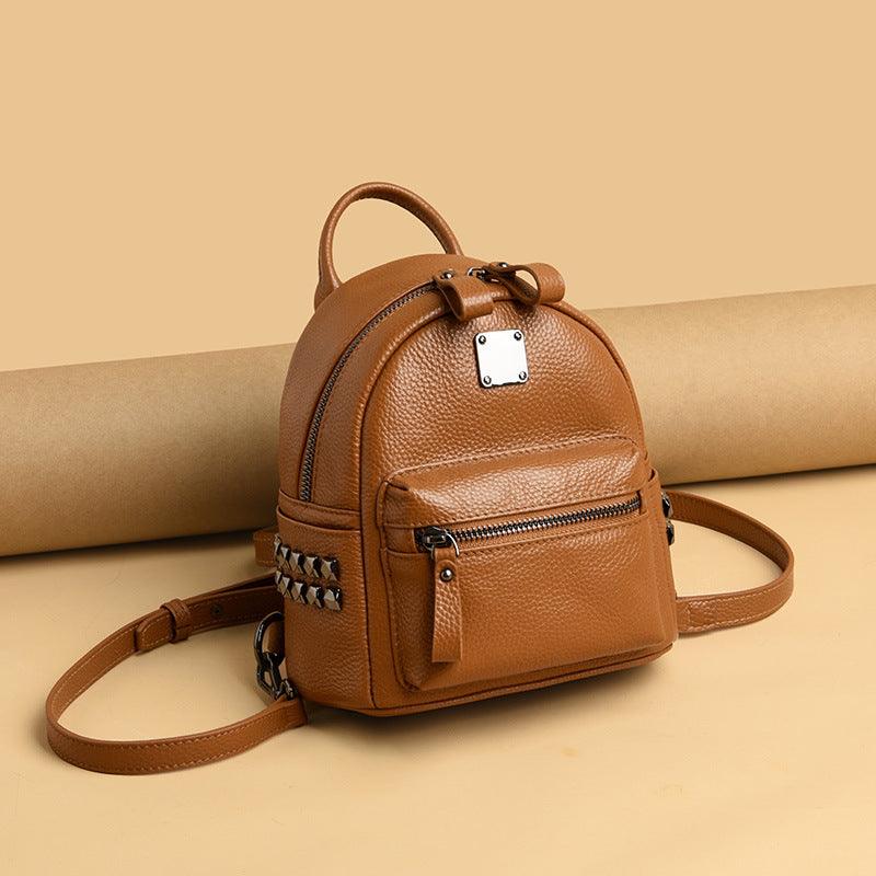 Korean Style Casual Leather Stereotyped Student Backpack