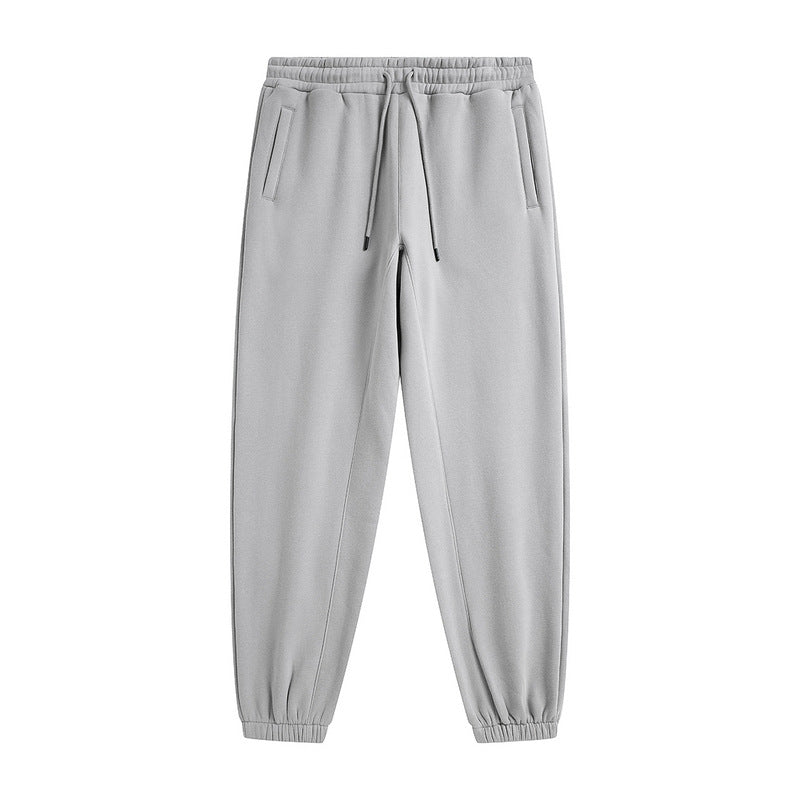 Plus Fleece Clean Color Pinched Foot Drawstring Sweatpants