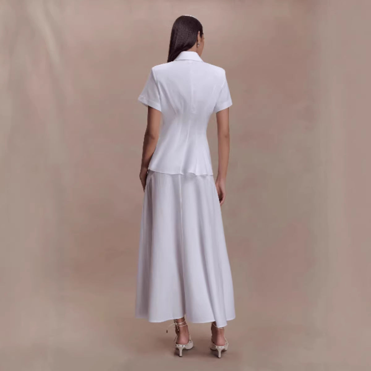 Women's Fashion Casual Shirt And Long Skirt Set