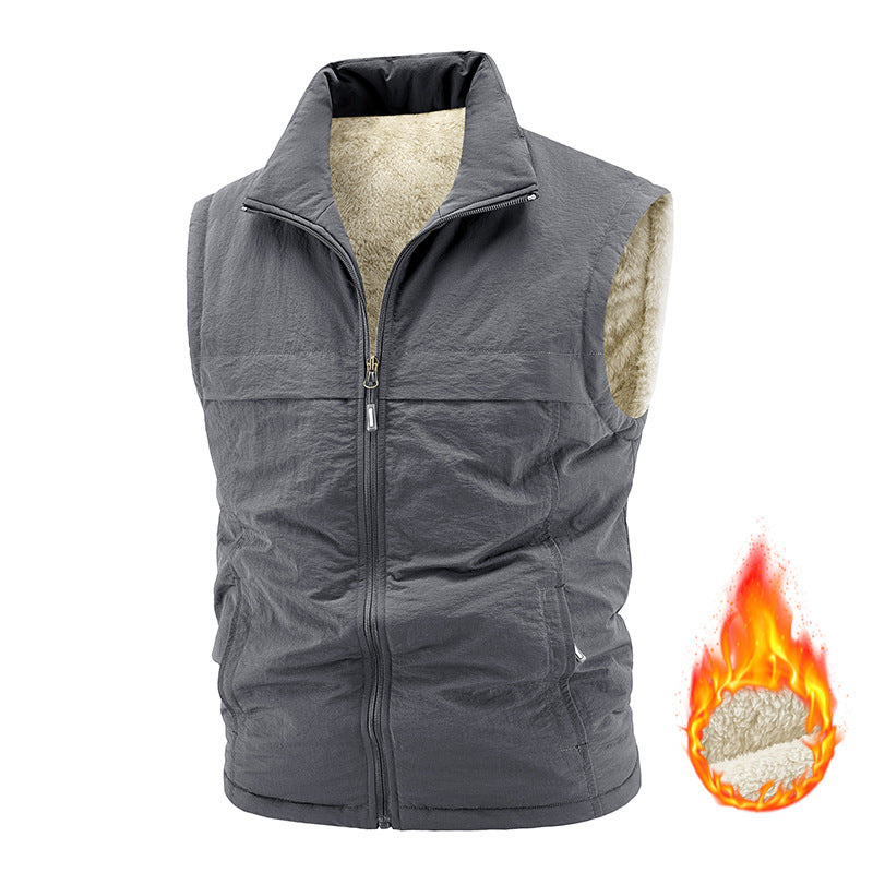 Winter Fleece-Lined, Thickened, Warm Mens Reversible Fleece Vest