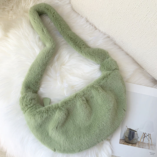Enkel Dame Messenger Faux Fur Skuldertaske