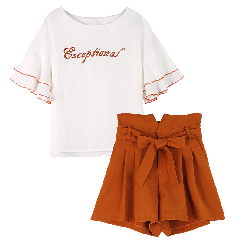 Wide-leg Shorts Hong Kong-style Two-piece Set