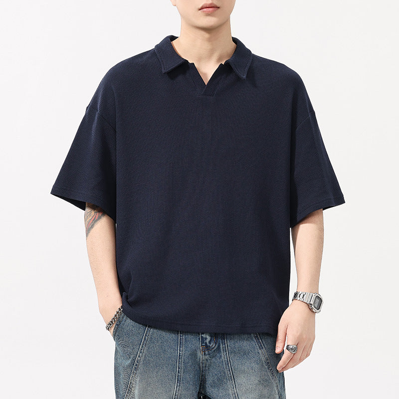 Fashion Simple Polo Shirt Loose Comfortable Men's T-shirt